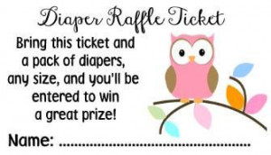 Baby Shower Diaper Raffle Game Owl PINK or BLUE Tickets Cards Party ...