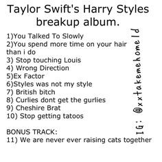 Taylor Swift's Harry Styles break up album... I know I'm a nerd but it ...