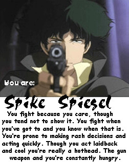You're Spike Spiegel. Yeah he's cool, He's calm, he's collected. Or is ...