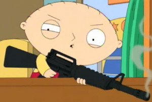Stewie takes care of some trick-or-treaters with a M16/M4 looking ...