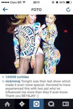 Beyonce & Nicki Minaj On The Run Tour 2014 September Paris, France ...