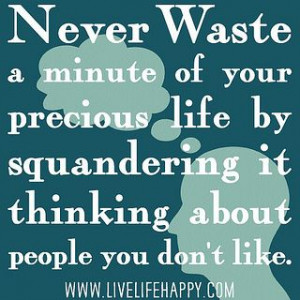 ... precious life by squandering it thinking about people you don't like