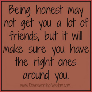Being honest may not get you a lot of friends,