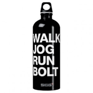 WALK JOG RUN BOLT Motivation White on Black SIGG Traveler 1.0L Water ...