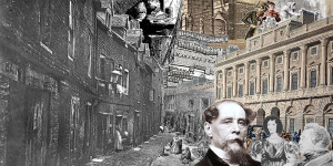 Montage of influences on Charles Dickens.