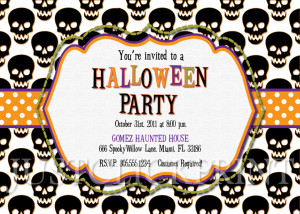 Spooky Skulls Halloween Party Invitation Printable