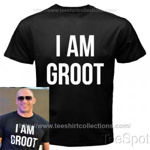 Am Groot Vin Diesel Guardians of The Galaxy Film Quote Black T-Shirt