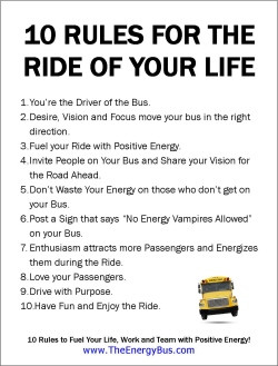 The Energy Bus 10 Rules Poster - Click to open and print