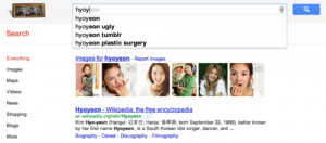 . The top search after her name is “Hyoyeon ugly”? And “Hyoyeon ...