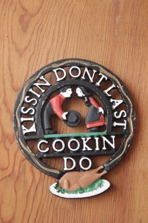 1950s Vintage Metal Trivet with Quote, Kissin Dont Last Cookin Do, $13 ...