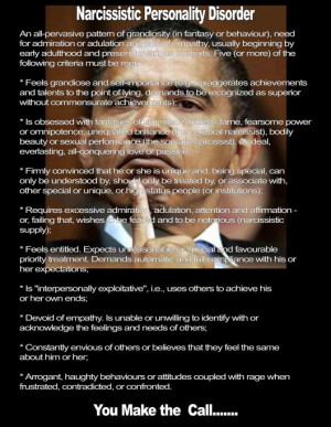 Now, if the narcissist is a local butcher, or neighborhood barber ...