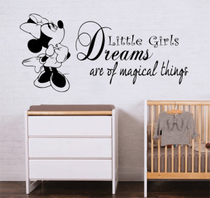 wall art girls dreams quote kids room girls room minnie mouse wall ...