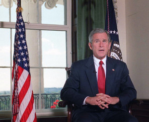 US President George W. Bush poses for photographers in the White House ...