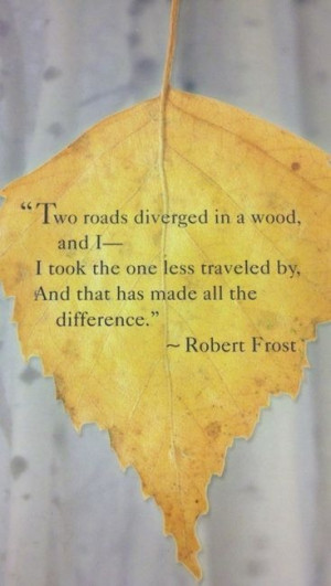 Two roads diverged in a wood, and I --- I took the one less traveled ...