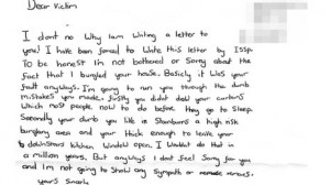 Victim Support brands burglar's letter 'a disgrace'