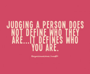 So here's a message telling others not to judge a person by their look ...