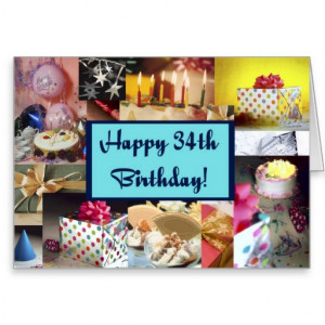 Happy Birthday Cupcake - 34 years old Greeting Card