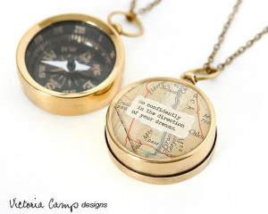 Working Map Compass Necklace - Go Confidently in the Direction of Your ...