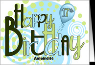 Happy 17th Birthday Funky Blues and Greens card - Product #1000627
