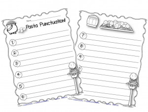 We also did some pasta punctuation practice in our literacy centers.