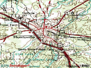 Map of Texas Huntsville TX