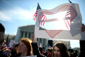 Marriage equality supporters rally in front of the U.S. Supreme Court ...