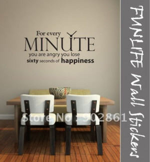... wall Quote -Every Minute you are Angry Wall Sticker Saying Decals