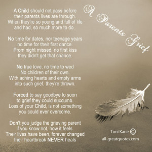 Parents Grief, By Toni Kane - A child should not pass before their ...
