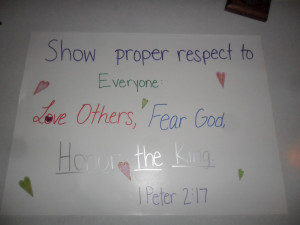 this week we talked about respect our bible verse was