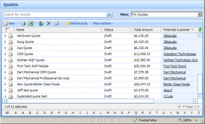 Advanced Quote & Order Processing - View Quotes Screen