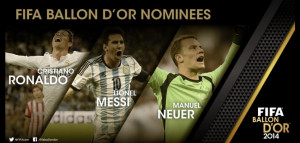 ... Oro 2014, i tre finalisti sono: Cristiano Ronaldo, Messi e Neuer