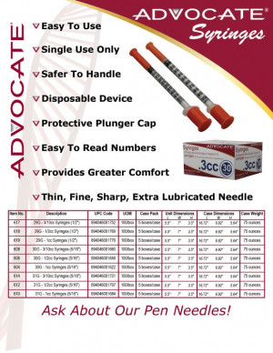 View Product Details ADVOCATE Insulin Syringes