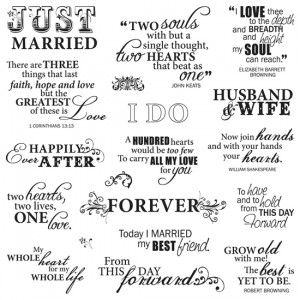 Fiskars - Clear Acrylic Stamps - 8 x 8 - Just Married Quotes