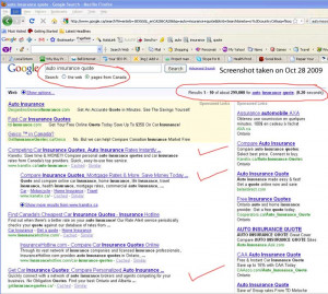 search for “auto insurance quote” on Google.ca: Example 8