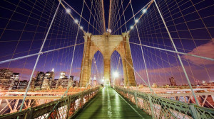 Brooklyn Bridge and Manhattan skyline, New York City, New York ...