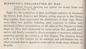 The actual declaration of war from Hirohito.
