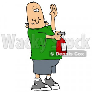 Clipart Illustration of a Nervous White Guy Holding His Hand Up And ...