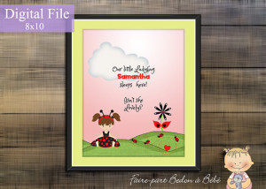 Digital Printable - Personalized Ladybug wall art - Ladybug nursery ...