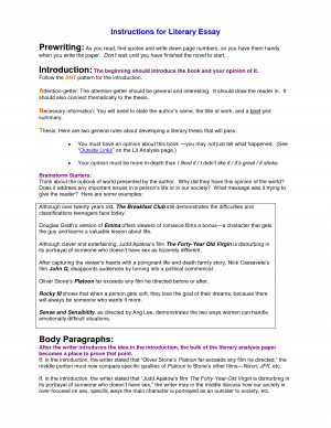 Instructions for Literary Essay Quote by MikeJenny