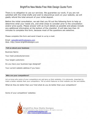 web kreation quote form form design