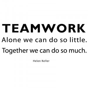 Teamwork wall quote with trebuchet font