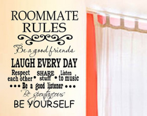 College Dorm Roommate Rules Vinyl W all Decal with decorative scroll ...