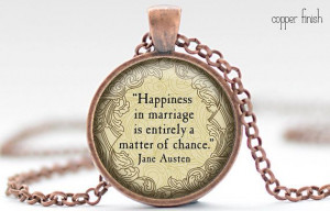 Jane Austen Quote Necklace, Happiness in Marriage Charm, Jane Austen ...
