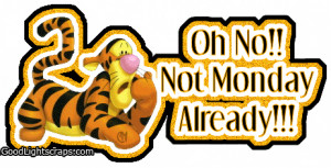 Tiger says oh no its monday glitter graphic