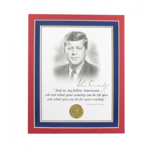John F Kennedy Quotes Ask Not Matted jfk portrait and