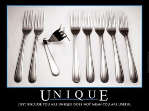 unique, just because you are unique does not mean you arent useful.