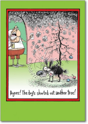 Dog Peed On Tree Adult Christmas Card