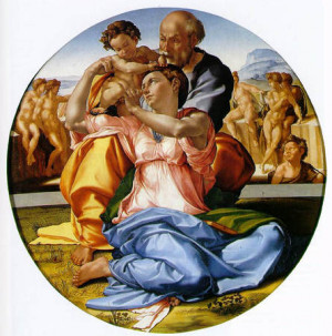 La sainte famille avec saint Jean-Baptiste (the Doni tondo)