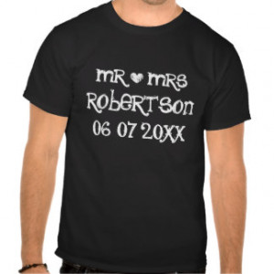 Personalized Mr and Mrs wedding date t shirts