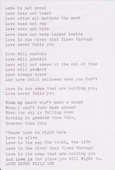 Love never fails you (lyrics) by Brandon Heath via Innocent Bookworm ...